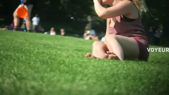 Poster: Upskirt while she rolls around on the grass Poster: Upskirt while she rolls around on the grass